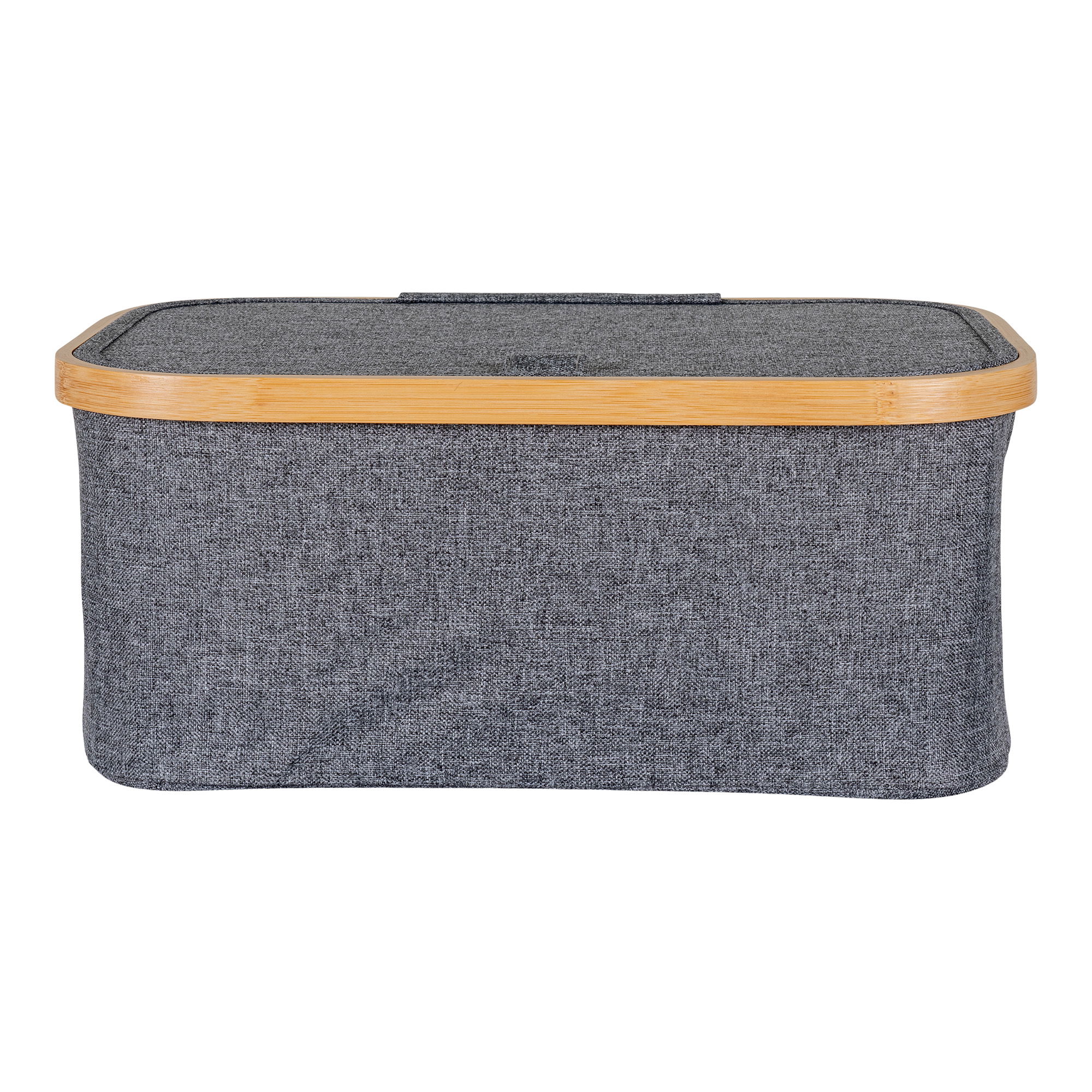 QUVIO Mand – Bamboe en Textiel – Donkergrijs – 38x26x16 cm