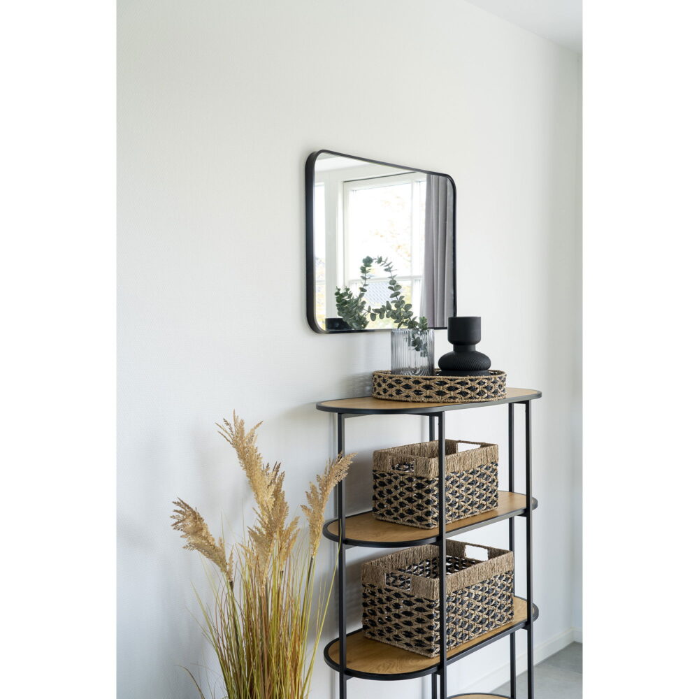 QUVIO Mandenset Vienna – Zeegras – Zwart/Natuurlijk – Set van 2