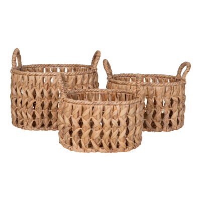QUVIO Mandenset – Waterhyacint – Naturel – Set van 3