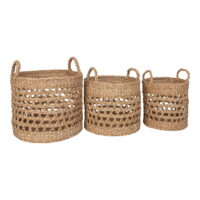 QUVIO Mandenset – Zeegras – Naturel – Set van 3