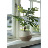 QUVIO Bloempot – Ronde Keramische Pot – Beige en Bruin – 20,5 cm Diameter
