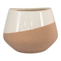 QUVIO Bloempot – Ronde Keramische Pot – Beige en Bruin – 20,5 cm Diameter