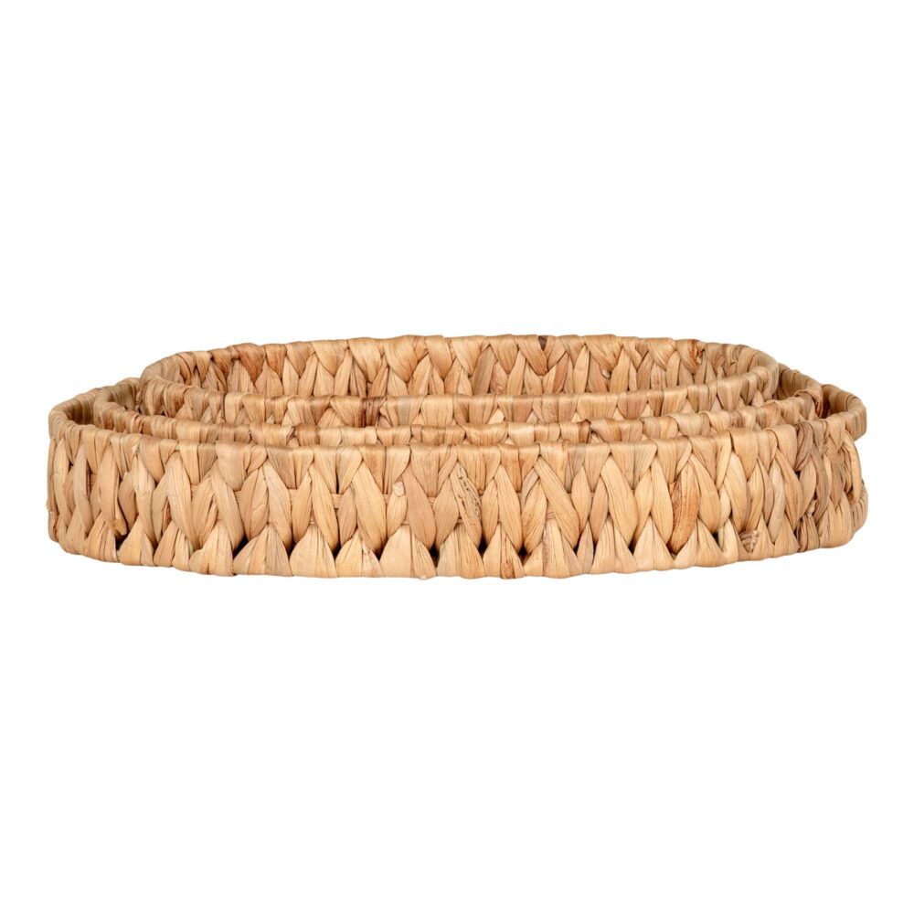 QUVIO Natuurlijke dienbladen – Set van 3 – Waterhyacint