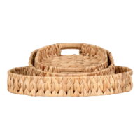 QUVIO Natuurlijke dienbladen – Set van 3 – Waterhyacint