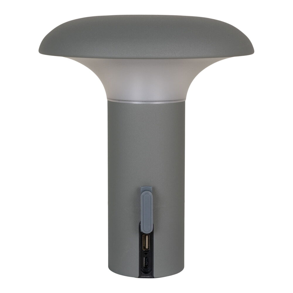 QUVIO LED Lamp – Stijlvol en Functioneel – Grijs – Oplaadbaar – 17x17x21 cm