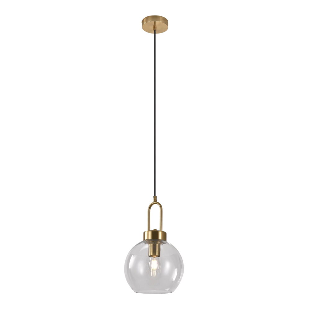 QUVIO Hanglamp – Glas/Staal – Ø20 cm – 150 cm snoer – Messing