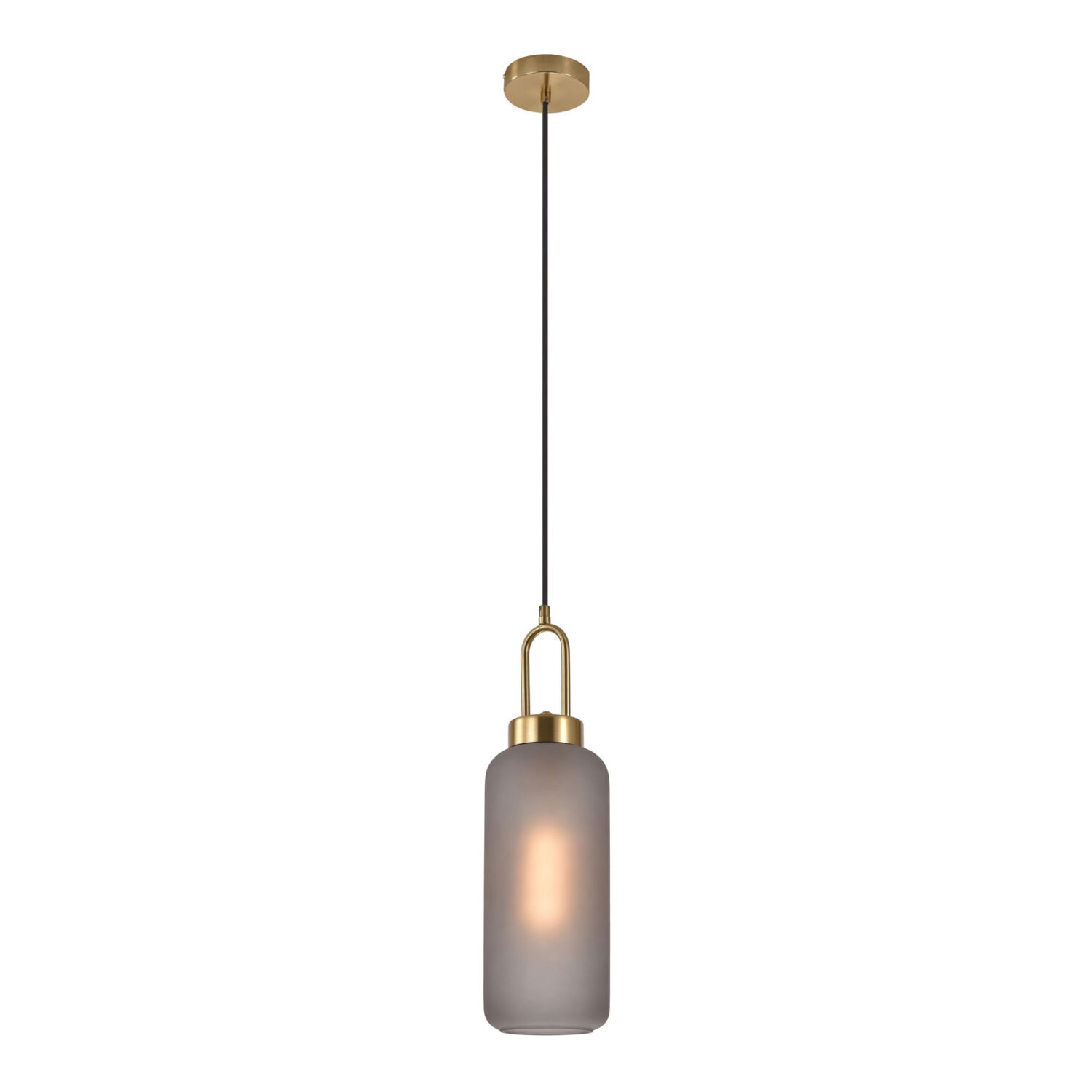QUVIO Ovale hanglamp – Rookglas – 150 cm snoer- Messing fitting
