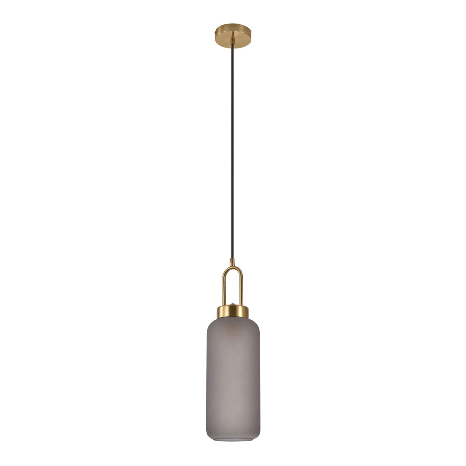 QUVIO Ovale hanglamp – Rookglas – 150 cm snoer- Messing fitting
