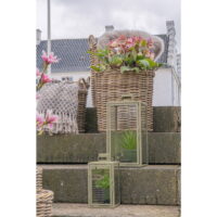 QUVIO Glazen lantaarns  – Groen – Staal en glas – Set van twee