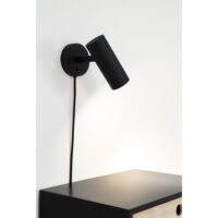 QUVIO Zwarte wandlamp – Staal – 190 cm Snoer – Zwart