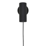 QUVIO Zwarte wandlamp – Staal – 190 cm Snoer – Zwart