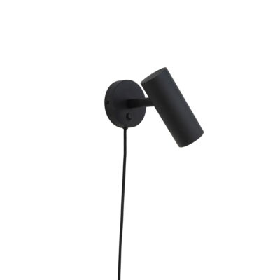 QUVIO Zwarte wandlamp – Staal – 190 cm Snoer – Zwart