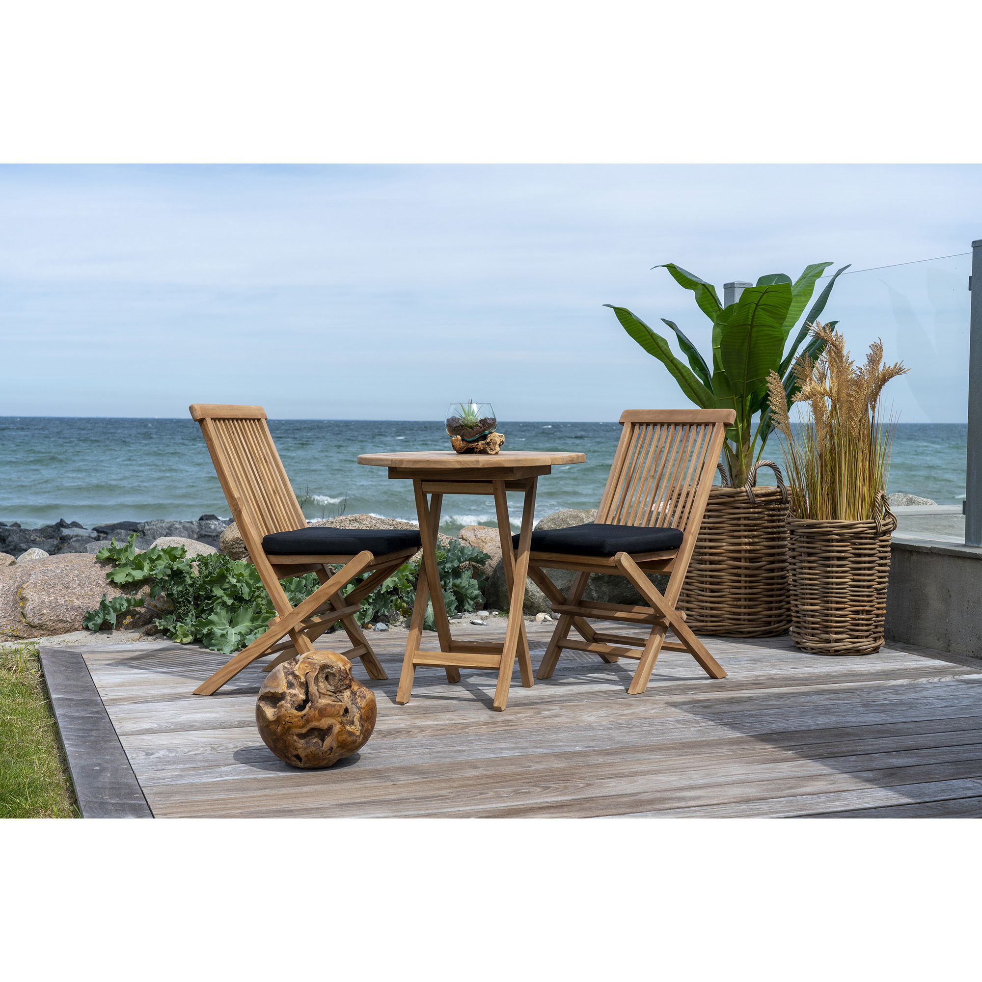 QUVIO Bijzettafel – Teak hout – Diameter 70 cm – Hoogte 75 cm