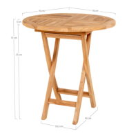 QUVIO Bijzettafel – Teak hout – Diameter 70 cm – Hoogte 75 cm