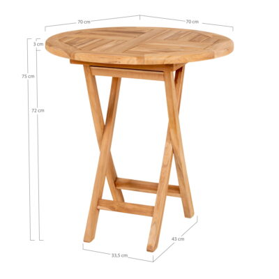QUVIO Bijzettafel – Teak hout – Diameter 70 cm – Hoogte 75 cm
