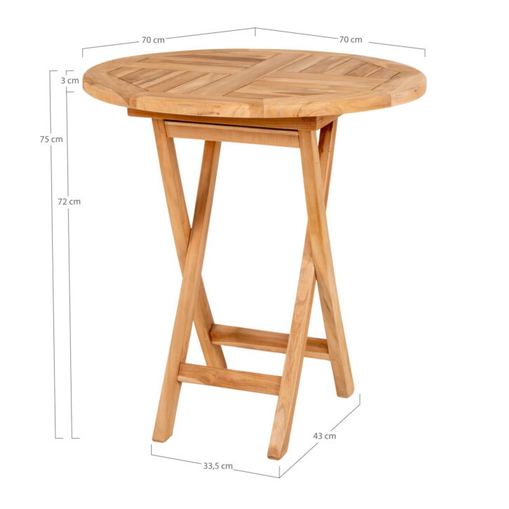 QUVIO Bijzettafel – Teak hout – Diameter 70 cm – Hoogte 75 cm