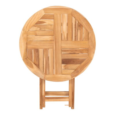 QUVIO Bijzettafel – Teak hout – Diameter 70 cm – Hoogte 75 cm