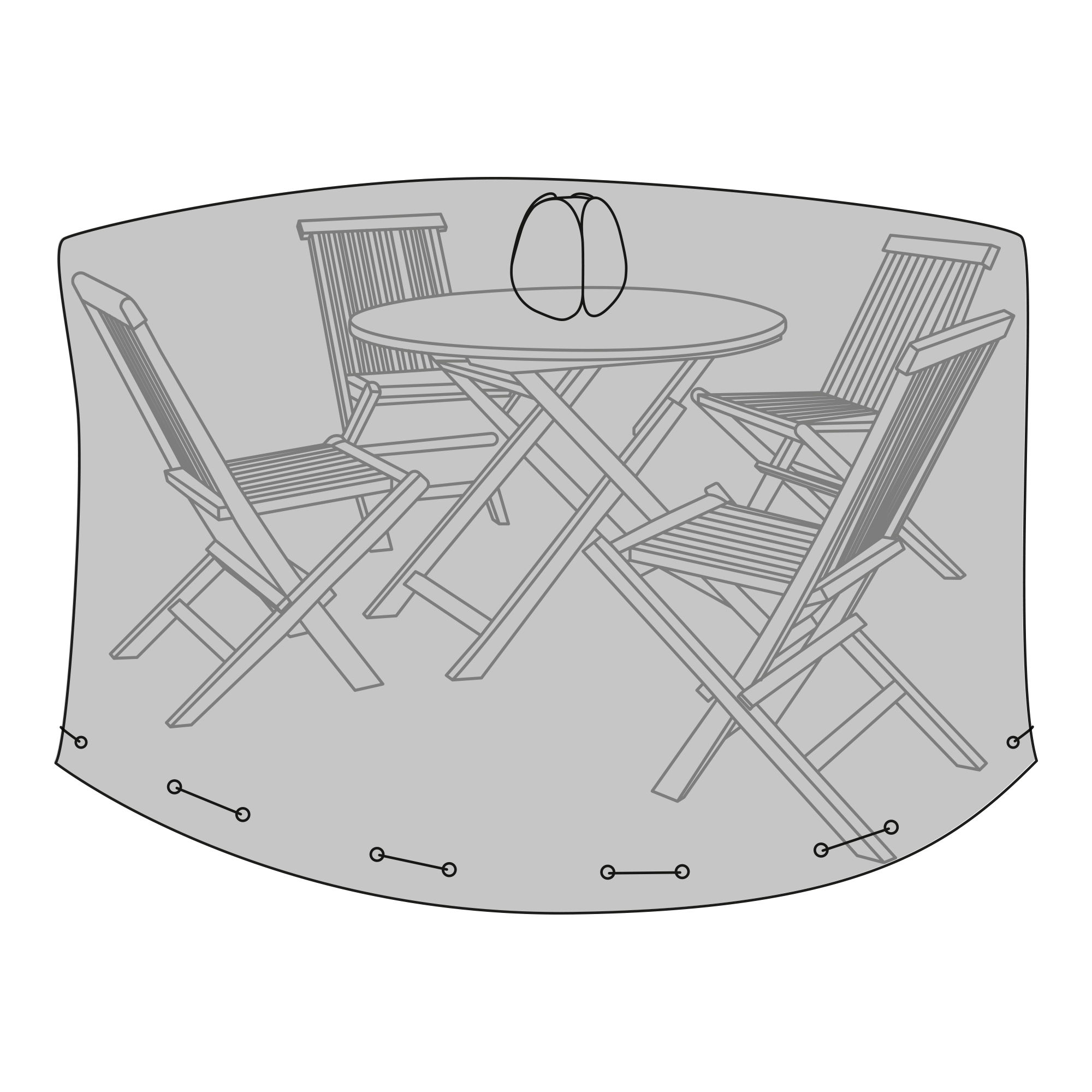 QUVIO Tafel hoes – Ronde tafel 180 cm – 4 Stoelen – Zwart – Waterafstotend