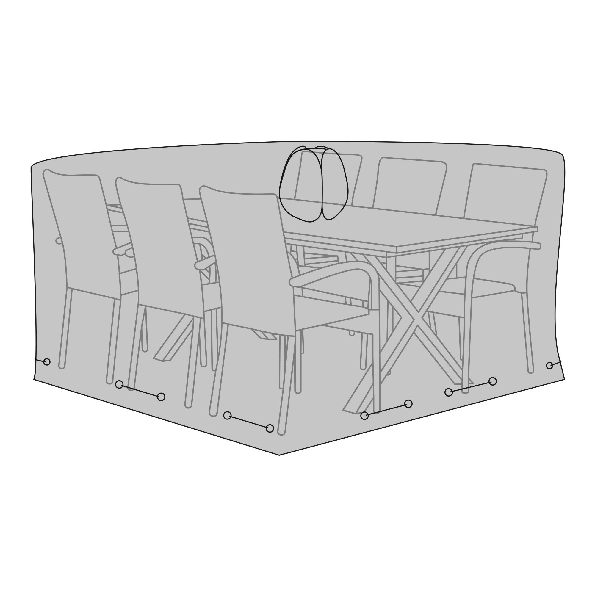 QUVIO Luxe Hoes voor tafel met 6 Stoelen – Waterafstotend – 155x235x95 cm – Zwart