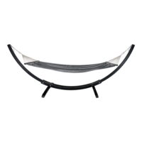 QUVIO Hangmat – Houten Standaard – Polyester/Katoen – Zwart/Grijs/Wit