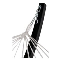 QUVIO Hangmat – Houten Standaard – Polyester/Katoen – Zwart/Grijs/Wit