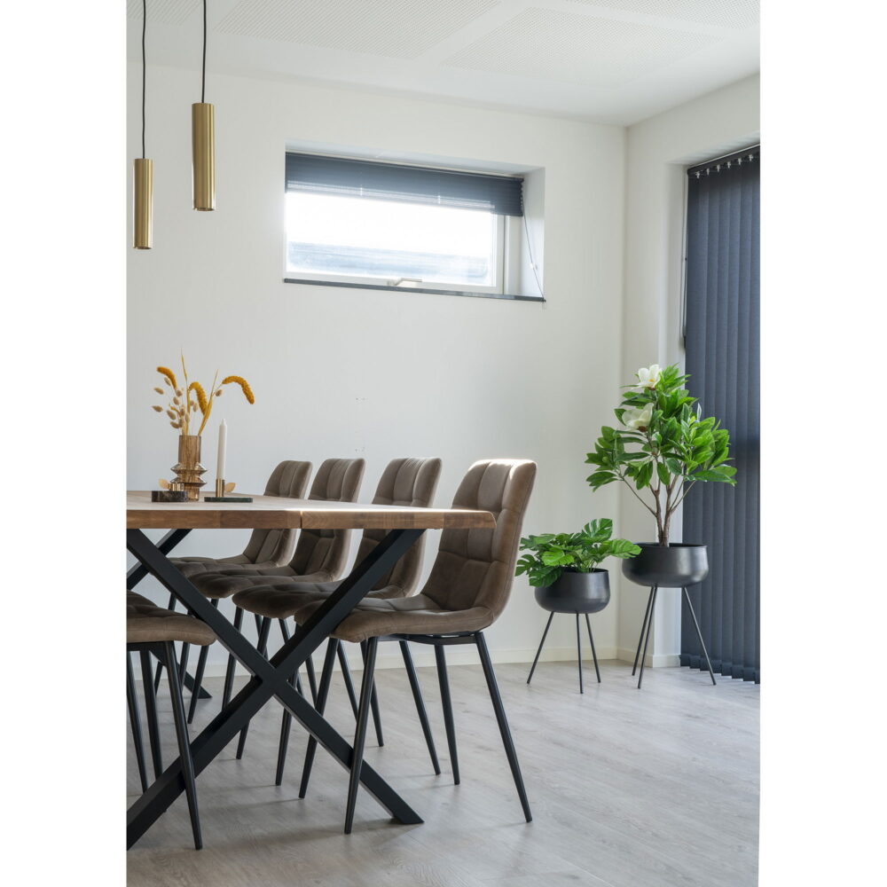 QUVIO Zwarte bloempotten  – Staal – Zwart – Set van 2