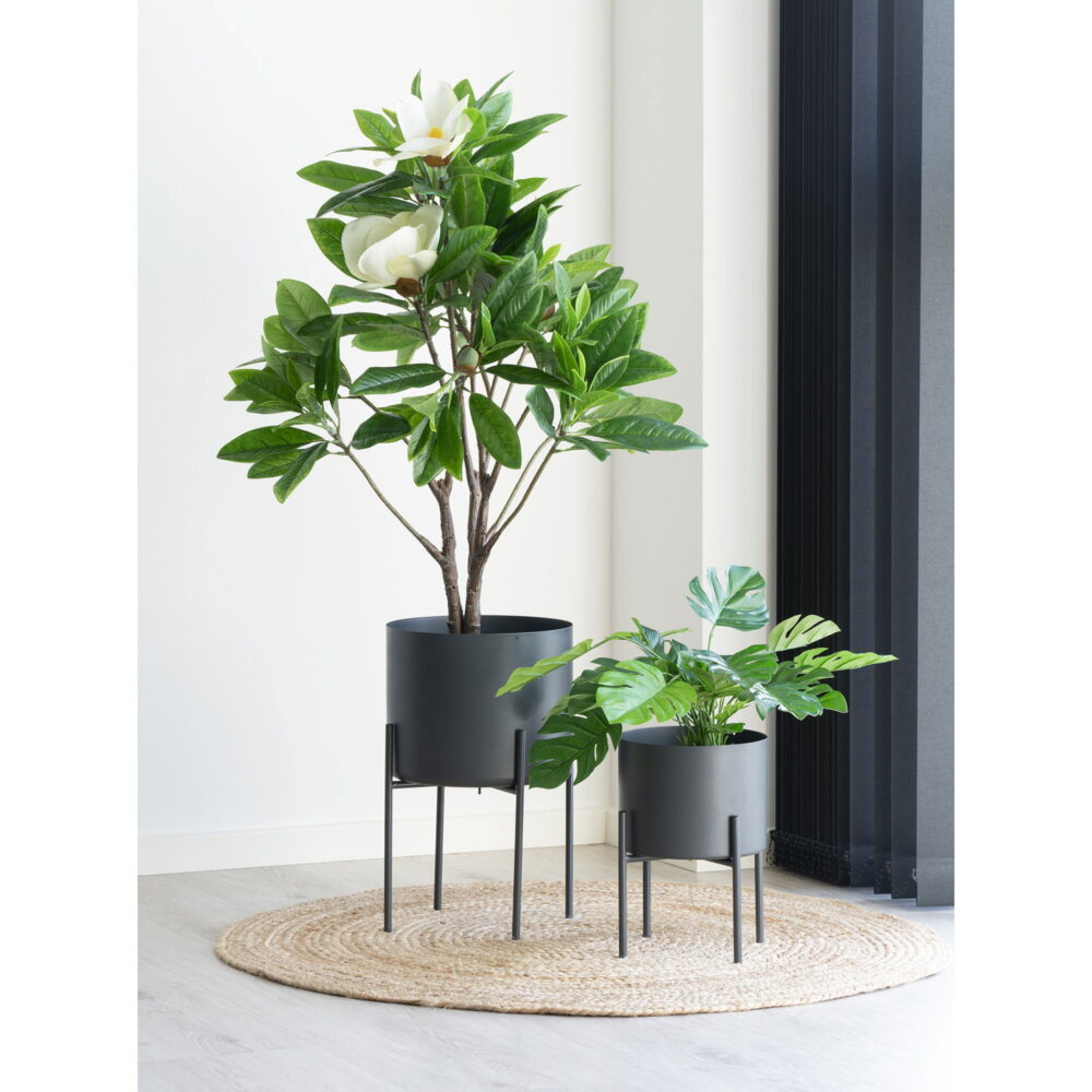 QUVIO Bloempotten – Stijlvol en Duurzaam – Hoogwaardig Staal – Grijs – Set van 2