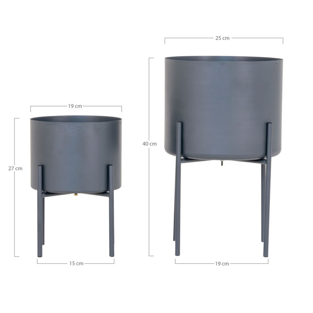 QUVIO Bloempotten – Stijlvol en Duurzaam – Hoogwaardig Staal – Grijs – Set van 2