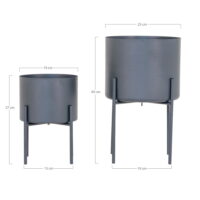 QUVIO Bloempotten – Stijlvol en Duurzaam – Hoogwaardig Staal – Grijs – Set van 2