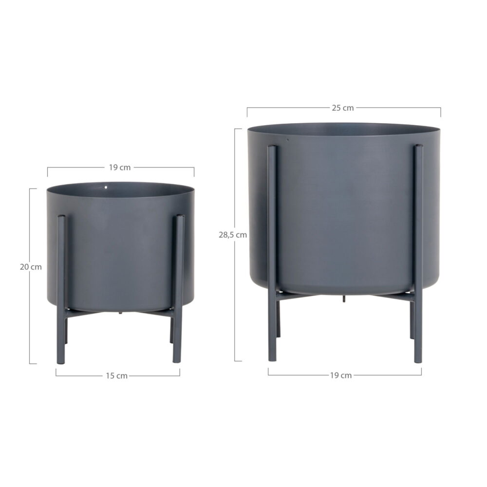 QUVIO Bloempotten – Stijlvol en Duurzaam – Hoogwaardig Staal – Grijs – Set van 2