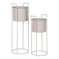 QUVIO Bloempot – Staal zandkleurig – Set van 2 – 18/21,5 cm – 50/65 cm