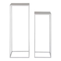 QUVIO Bloemenstandaard – Stijlvol en functioneel – Hoogwaardig staal – Koel grijs – Set van 2