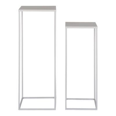 QUVIO Bloemenstandaard – Stijlvol en functioneel – Hoogwaardig staal – Koel grijs – Set van 2