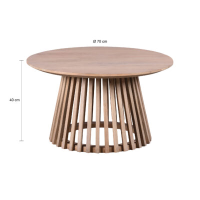 Lewis & Loft Salontafel Levi – FSC® mangohout – Rond 70 – Naturel