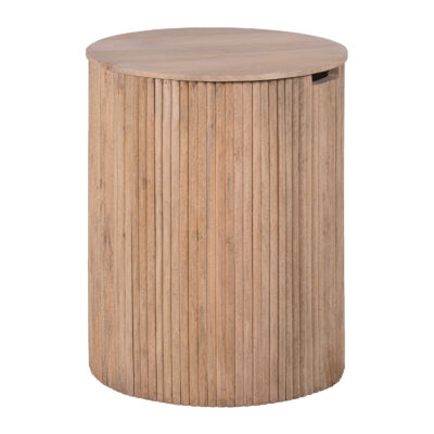 bijzettafel, bijzettafel met handige opbergruimte binnenin, bijzettafel rond, ronde bijzettafel, bijzettafeltje,