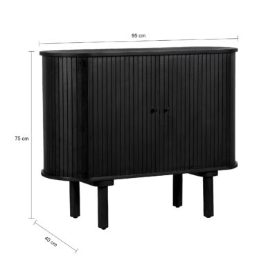 zwarte dressoir, dressoir, houten dressoir, dressoir zwart, dressoir mangohout - Afmeting