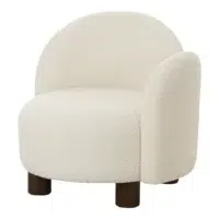 bouclé loungestoel, bouclé fauteuil, fauteuil, fauteuil wit, witte fauteuil, ronde fauteuil, bouclé stof