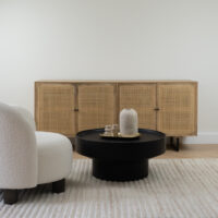 mangohouten salontafel, salontafel zwart, ronde salontafel, tafel, salontafel rond, salon tafel, - sfeerafbeelding