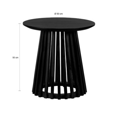 zwarte bijzettafel, bijzettafeltje, ronde bijzettafel, bijzettafel, tafel, - afmeting