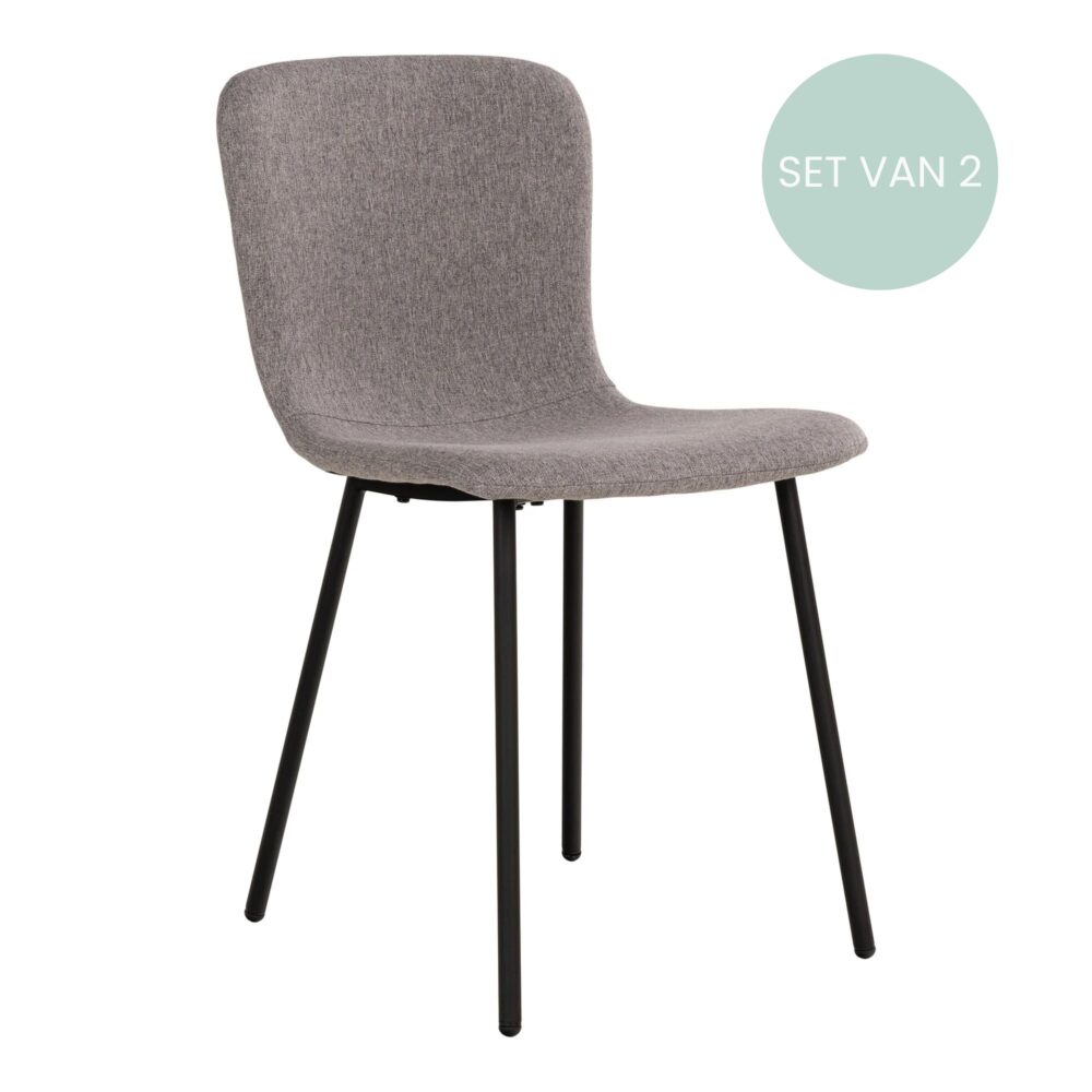 eetkamerstoelen, set van twee grijze stoelen, stoelen, stoffen eetkamer stoelen, eetkamerstoelen grijs, eetkamer stoelen,