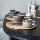 QUVIO Ontbijtborden Selma – Keramiek – Grijs – Diameter 21cm – Set van 4