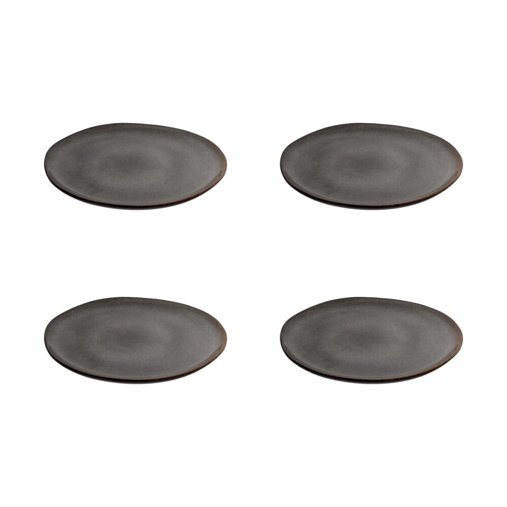 QUVIO Ontbijtborden Selma – Keramiek – Grijs – Diameter 21cm – Set van 4