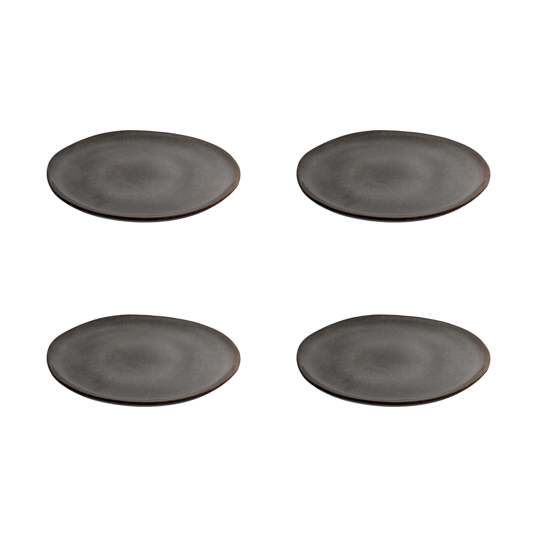 QUVIO Ontbijtborden Selma – Keramiek – Grijs – Diameter 21cm – Set van 4