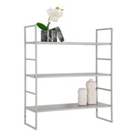 grijze stalen wandrek, wandrek vierkant, wandrek, wandrek grijs, wandrek staal, wandrek 3 planken, stalen wandrek