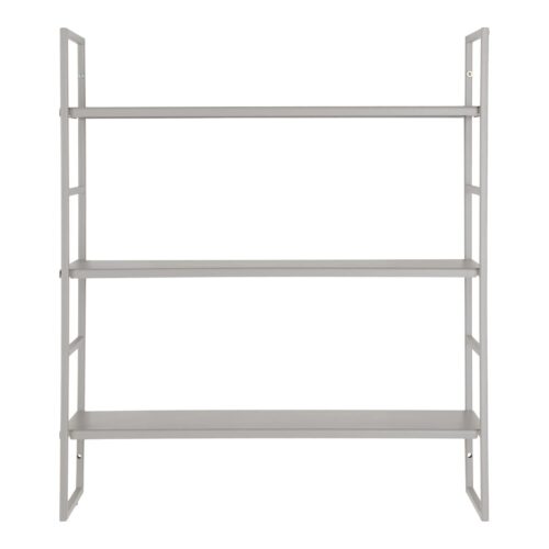 grijze stalen wandrek, wandrek vierkant, wandrek, wandrek grijs, wandrek staal, wandrek 3 planken, stalen wandrek