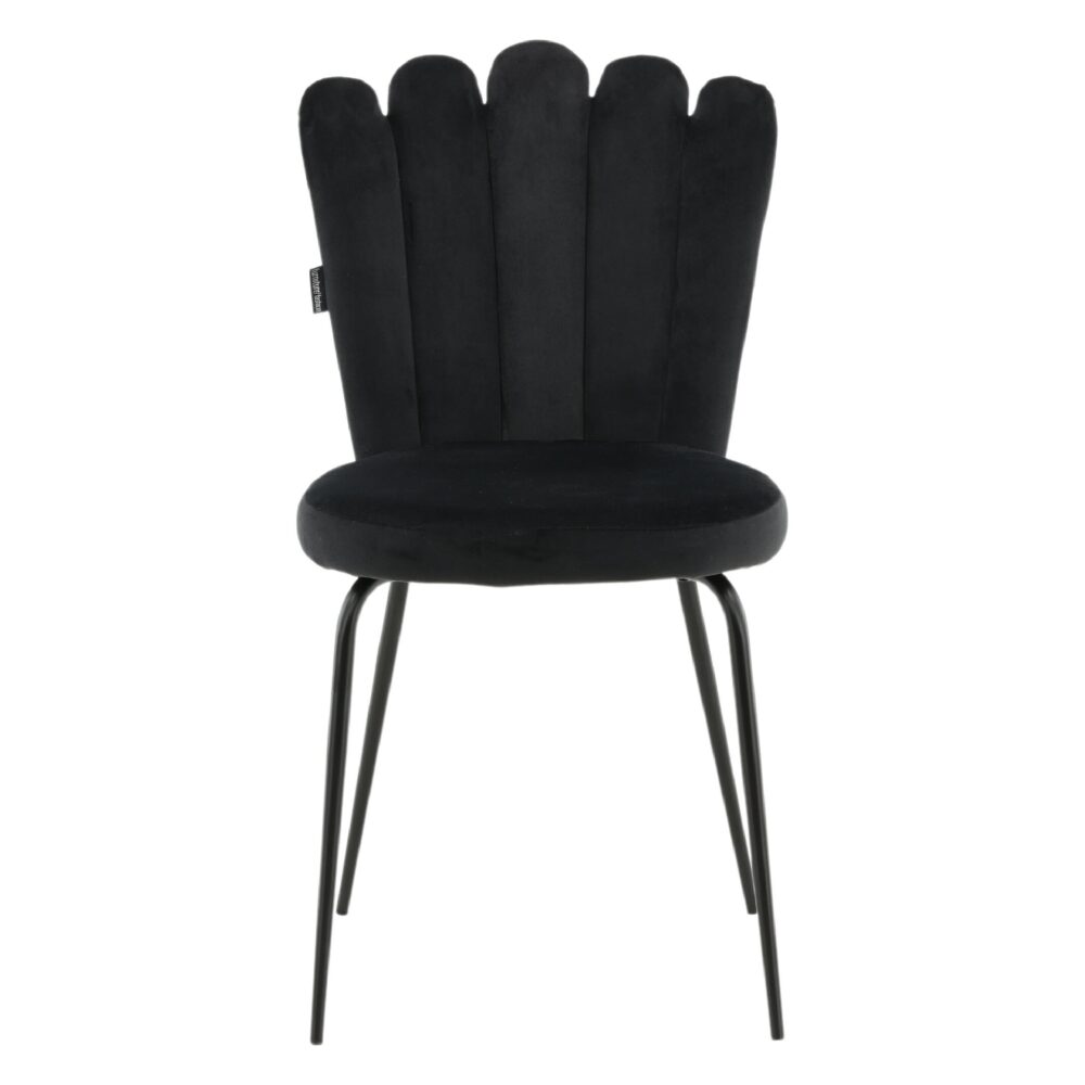 Zwarte fluwelen eetkamerstoelen afbeelding 1