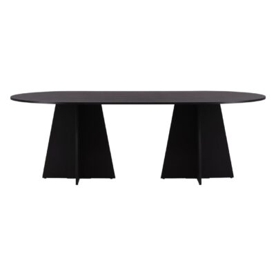 Ovale zwarte eettafel fineer afbeelding 1