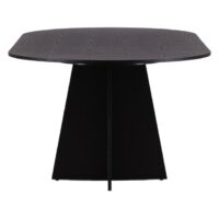Ovale zwarte eettafel fineer afbeelding 4