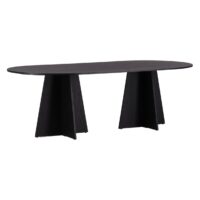 Ovale zwarte eettafel fineer afbeelding 6