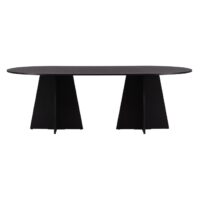 Ovale zwarte eettafel fineer afbeelding 7